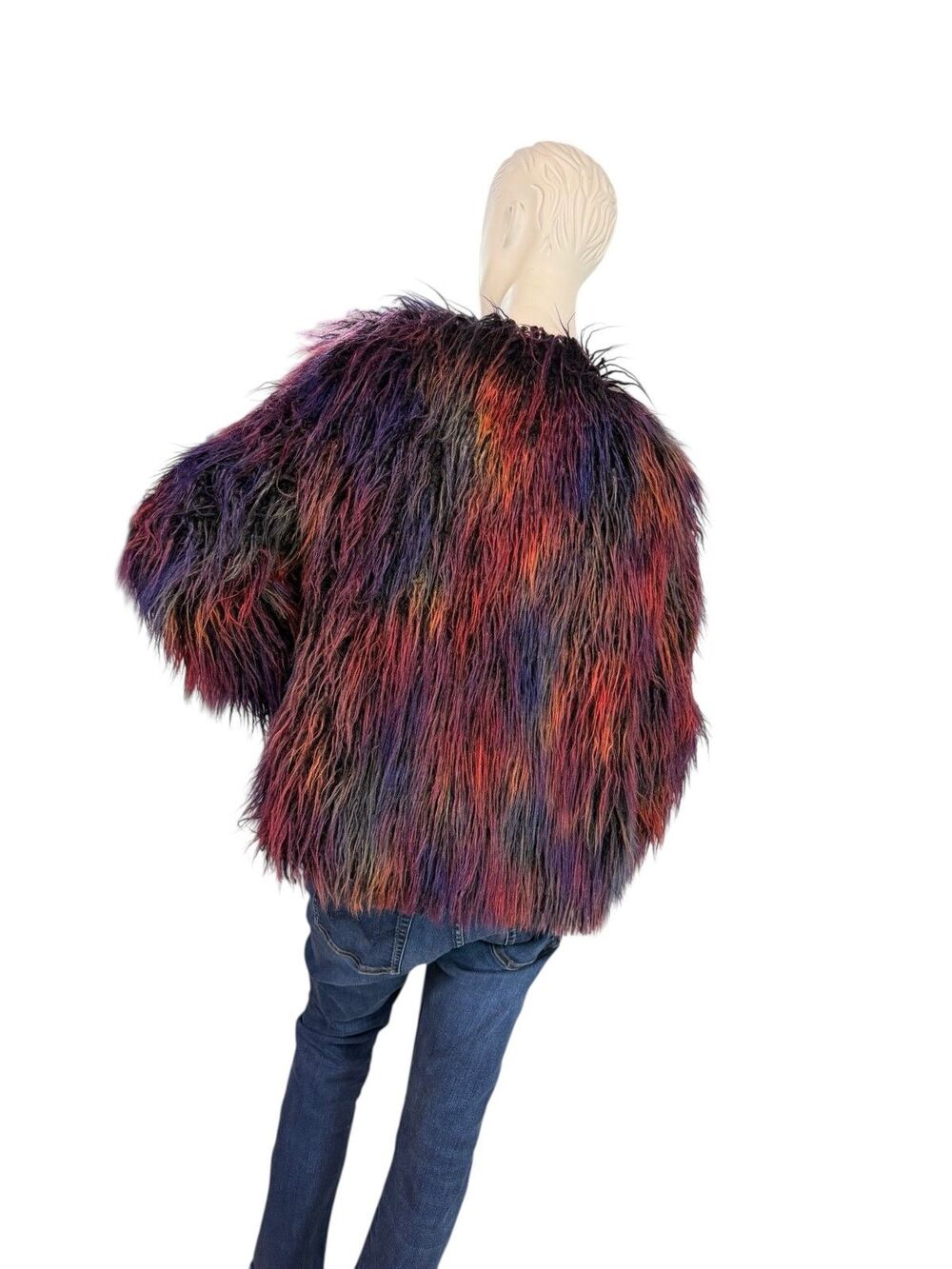 SpiritHoods Faux Fur Shaggy 70s Multicolor Jacket Collectors Edition $450 Size S - Picture 5 of 13